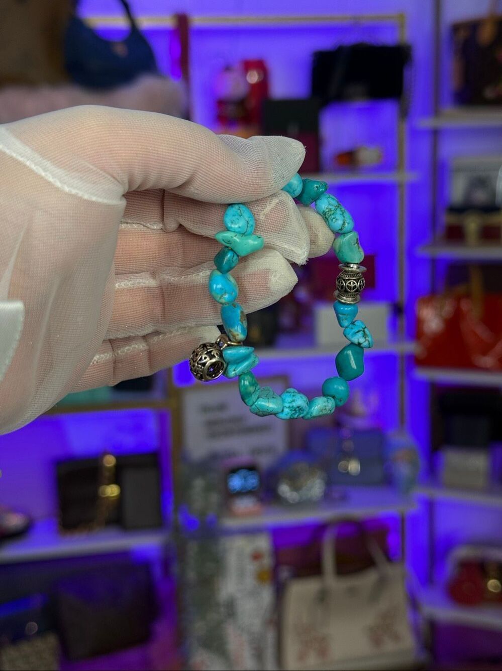 Natural Turquoise Raw Crystal Gemstone Healing Protection Bracelet one Size